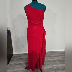Red One Shoulder Formal Dress Size L